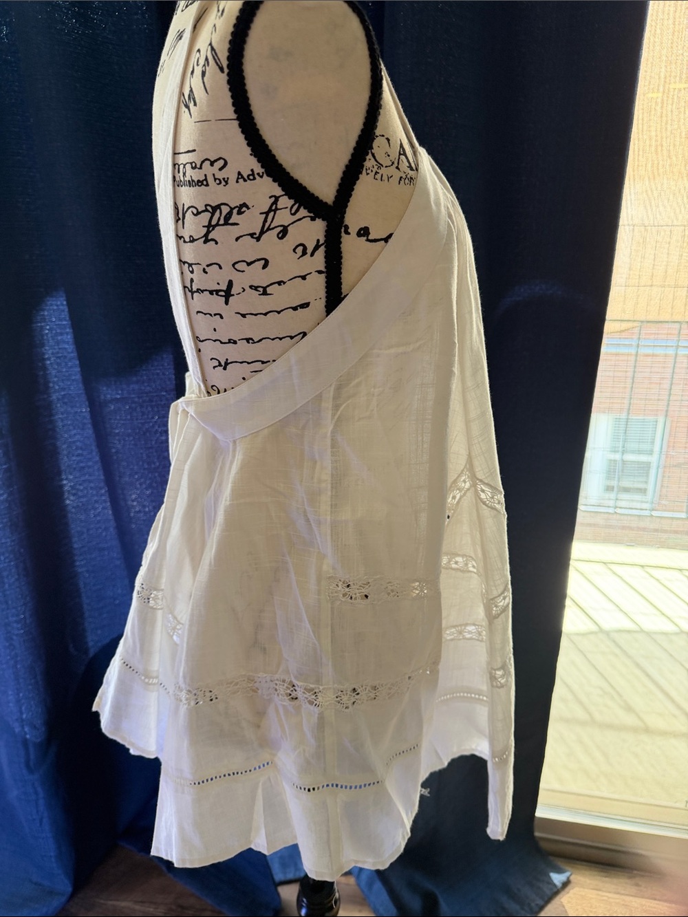Free People Lightweight White Cotton Lace Trim Camisole tie back tunic top - Picture 4 of 8